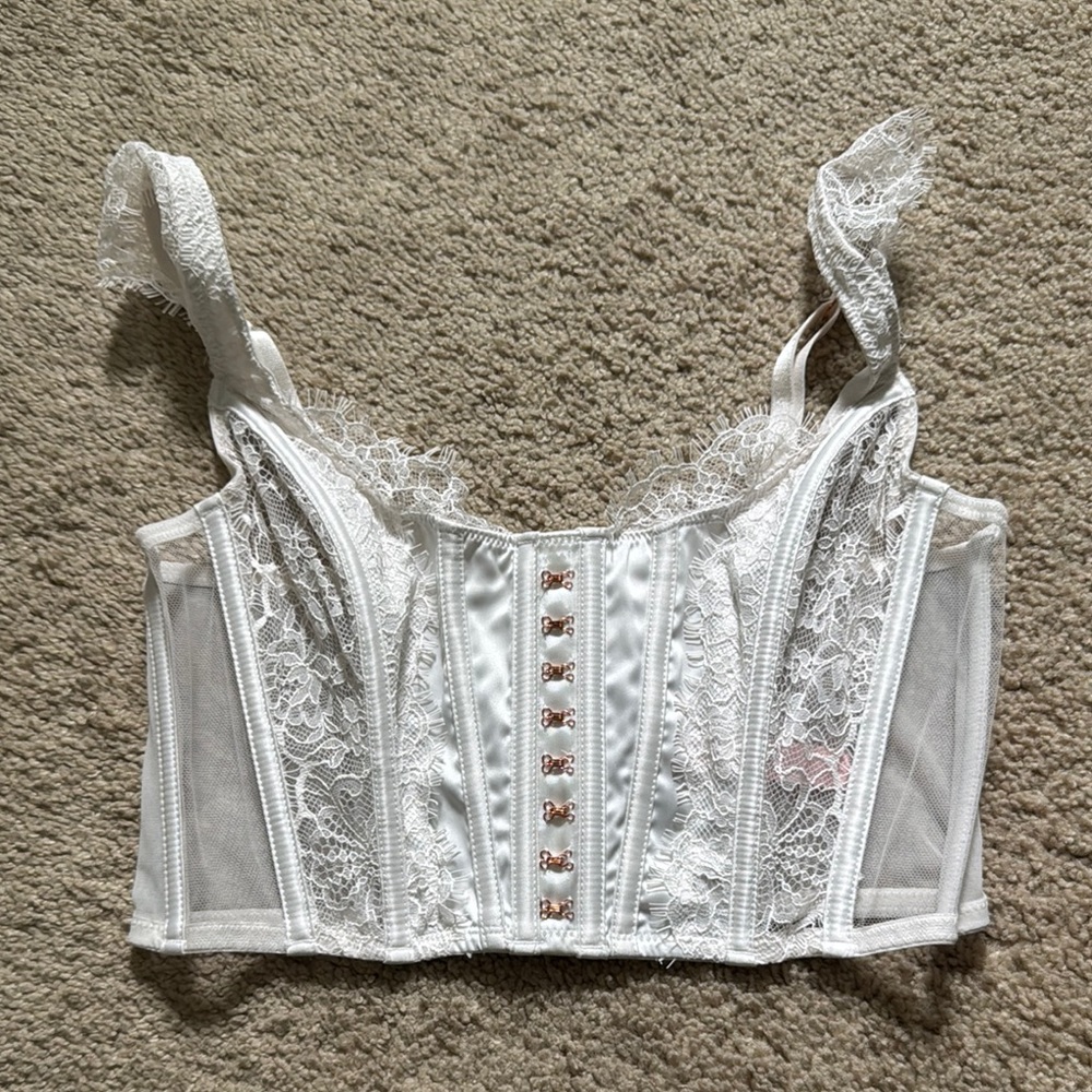 VS White Lace Corset Top